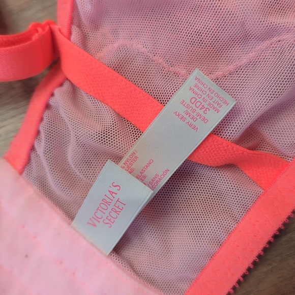 Victoria's Secret Neon Pink Push-Up Bra/Bustier/Corset Top, 34DD - Picture 7 of 8